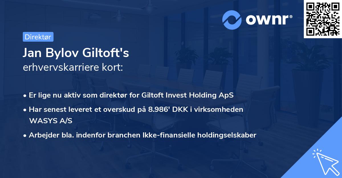 Jan Bylov Giltoft's erhvervskarriere kort