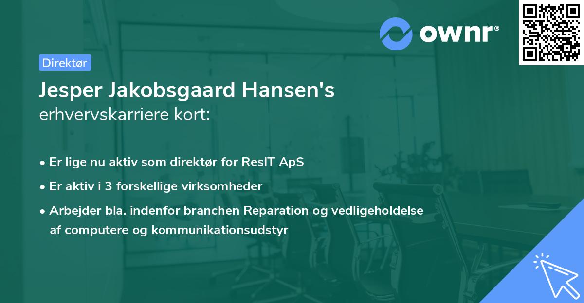 Jesper Jakobsgaard Hansen's erhvervskarriere kort