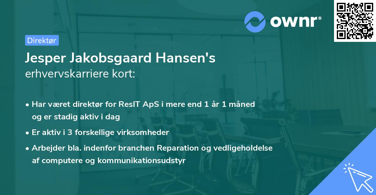 Jesper Jakobsgaard Hansen's erhvervskarriere kort