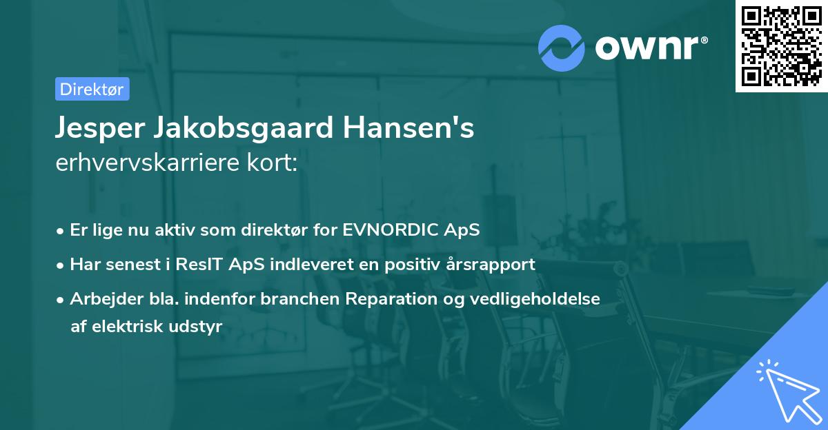 Jesper Jakobsgaard Hansen's erhvervskarriere kort