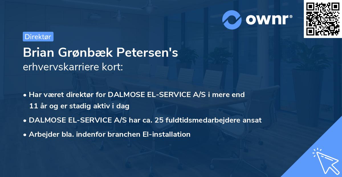 Brian Grønbæk Petersen's erhvervskarriere kort