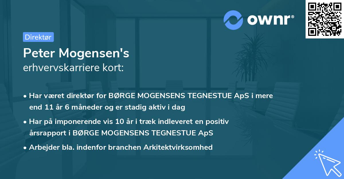 Peter Mogensen's erhvervskarriere kort