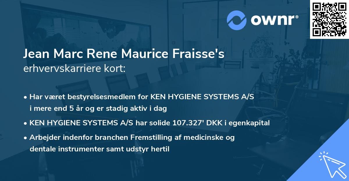 Jean Marc Rene Maurice Fraisse's erhvervskarriere kort