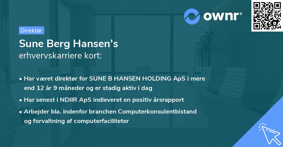 Sune Berg Hansen's erhvervskarriere kort