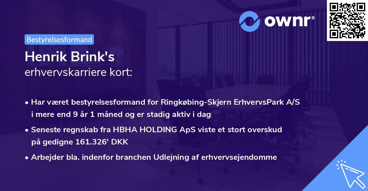 Henrik Brink's erhvervskarriere kort