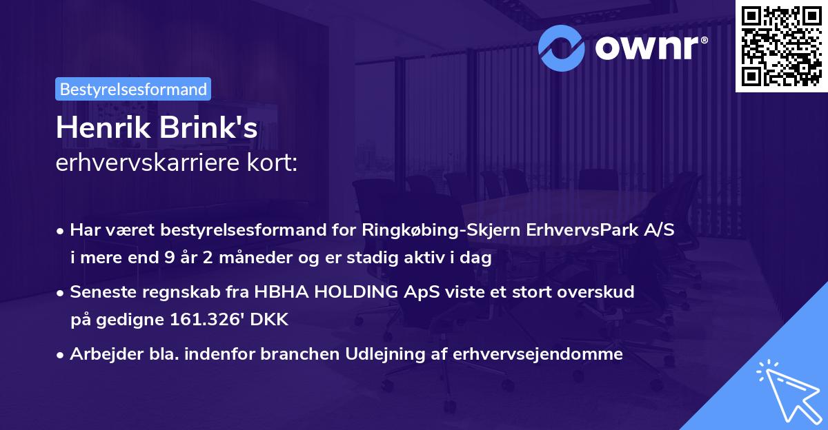 Henrik Brink's erhvervskarriere kort