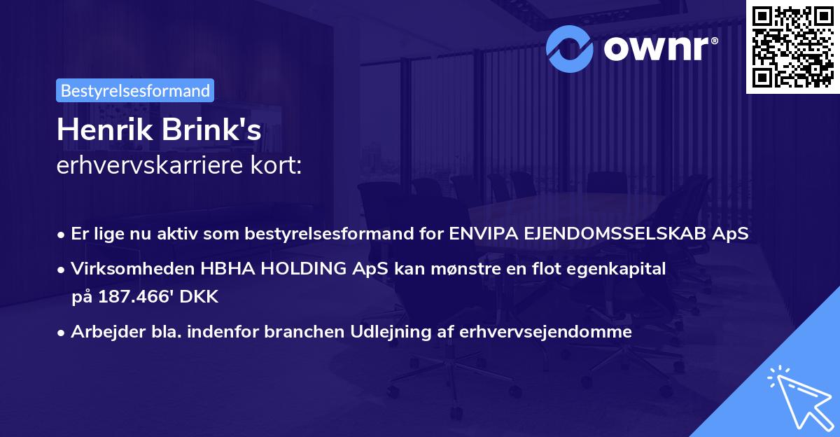 Henrik Brink's erhvervskarriere kort