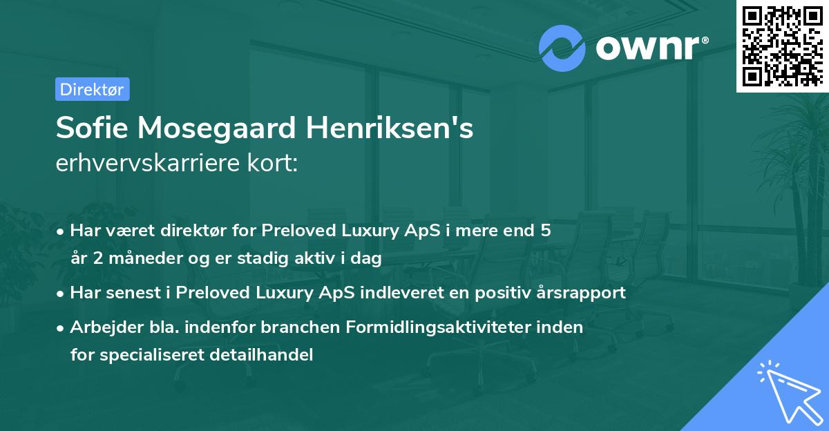Sofie Mosegaard Henriksen's erhvervskarriere kort