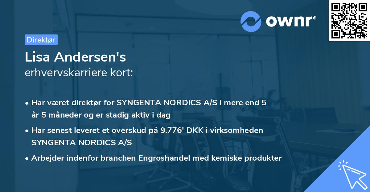 Lisa Andersen's erhvervskarriere kort