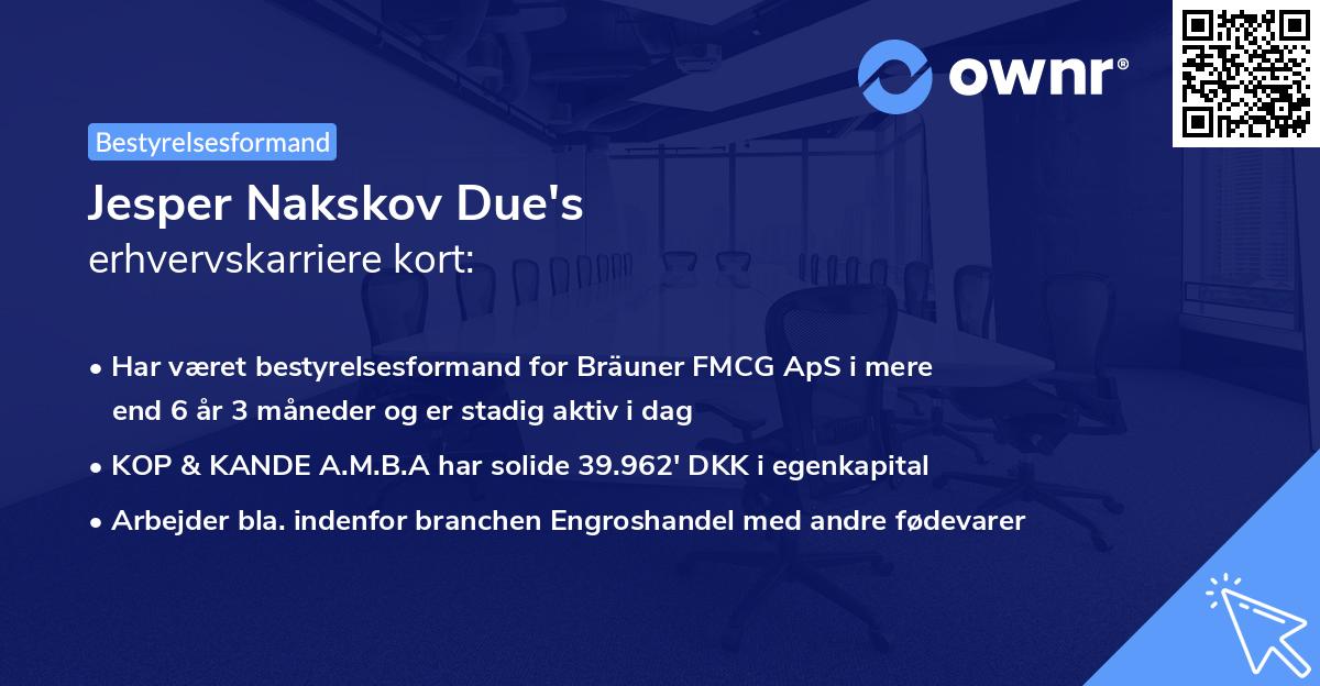Jesper Nakskov Due's erhvervskarriere kort