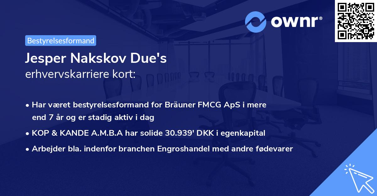 Jesper Nakskov Due's erhvervskarriere kort