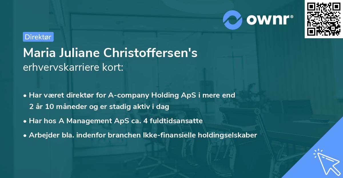 Maria Juliane Christoffersen's erhvervskarriere kort