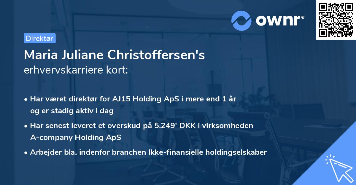 Maria Juliane Christoffersen's erhvervskarriere kort
