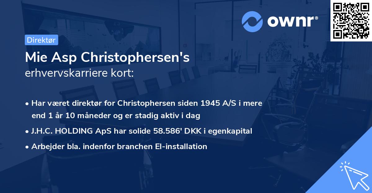 Mie Asp Christophersen's erhvervskarriere kort