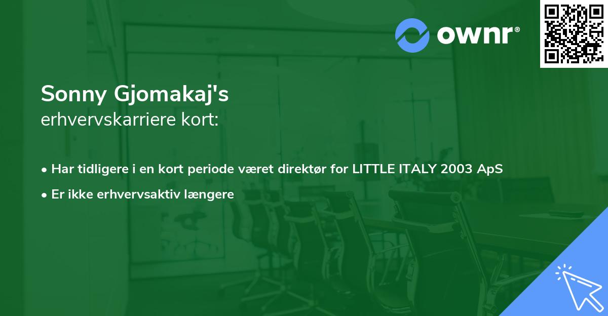 Sonny Gjomakaj's erhvervskarriere kort