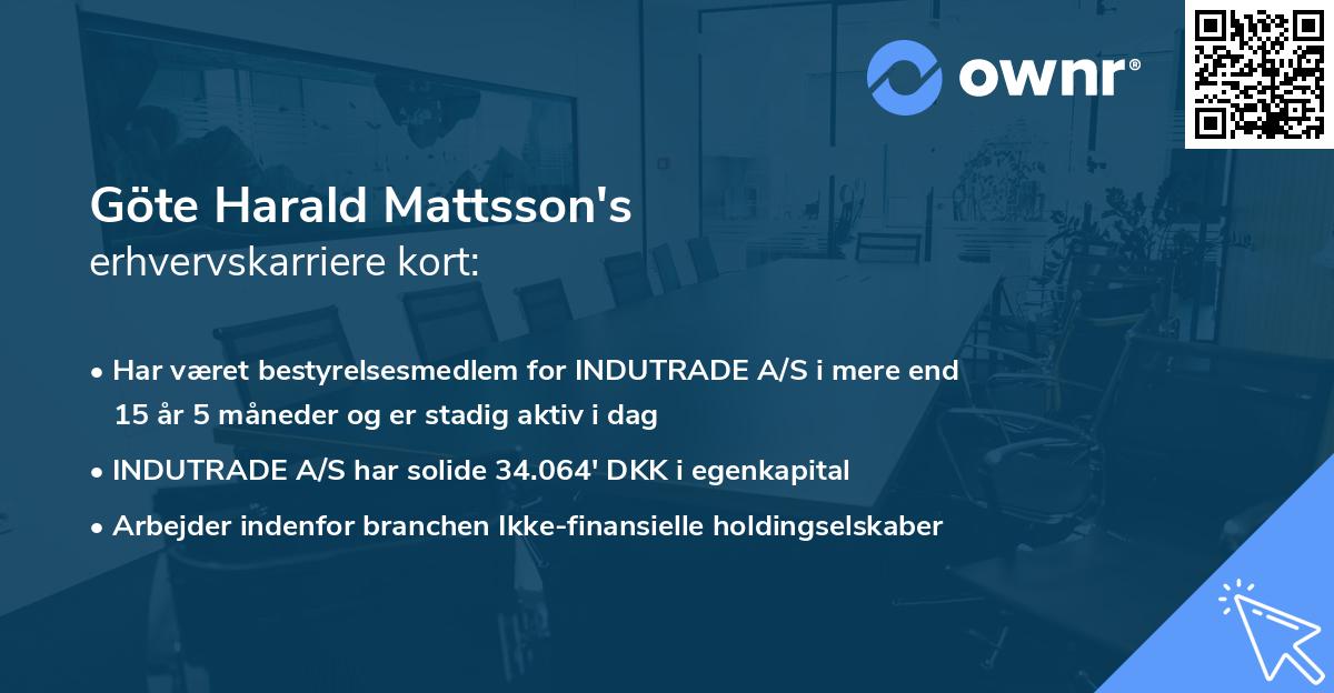 Göte Harald Mattsson's erhvervskarriere kort