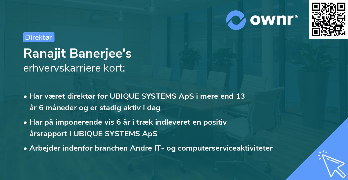 Ranajit Banerjee's erhvervskarriere kort