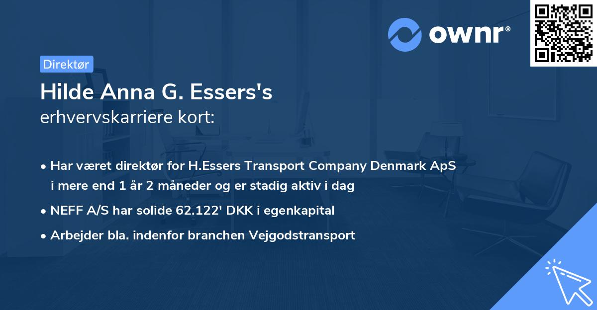 Hilde Anna G. Essers's erhvervskarriere kort