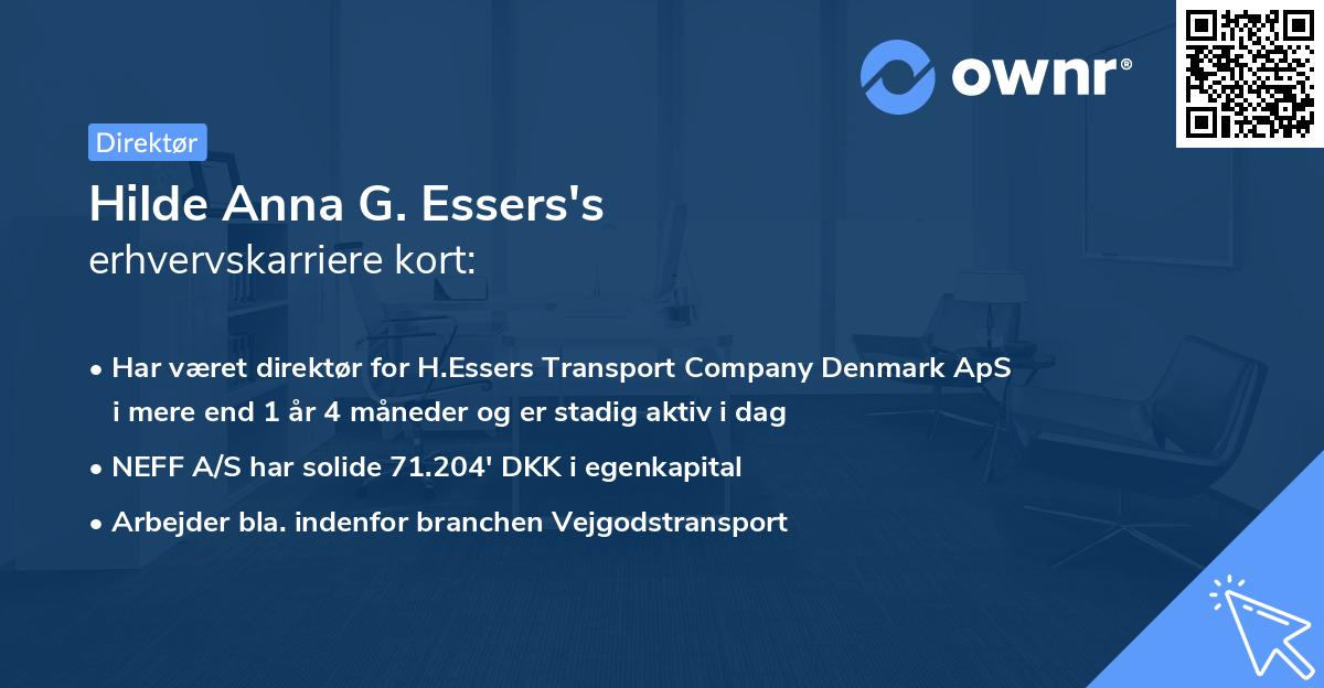 Hilde Anna G. Essers's erhvervskarriere kort