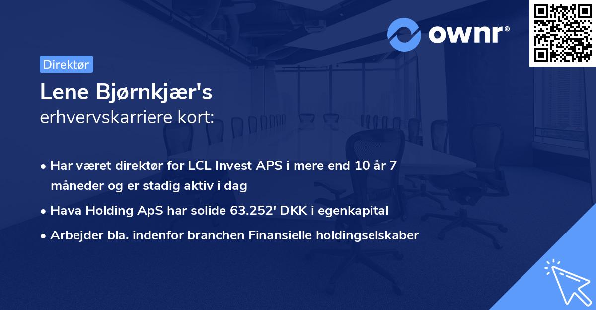 Lene Bjørnkjær's erhvervskarriere kort