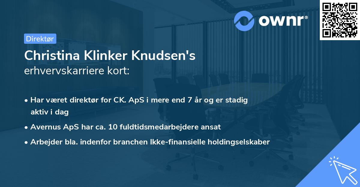 Christina Klinker Knudsen's erhvervskarriere kort