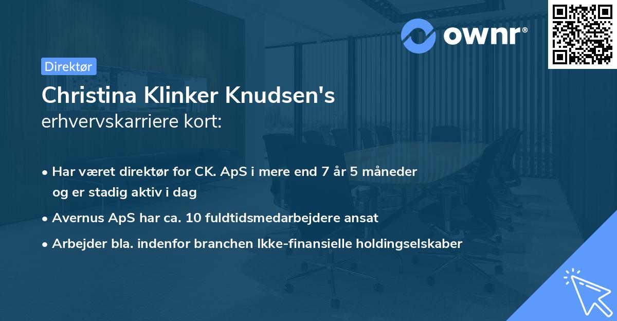 Christina Klinker Knudsen's erhvervskarriere kort
