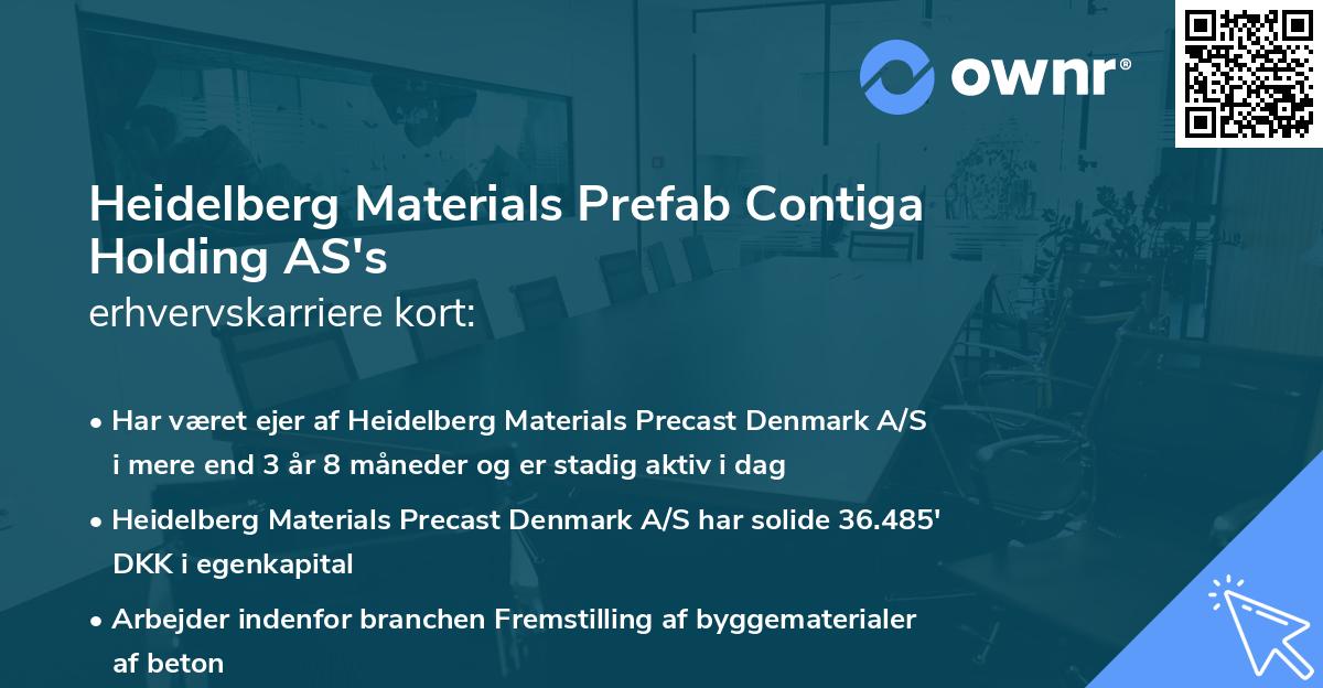 Heidelberg Materials Prefab Contiga Holding AS's erhvervskarriere kort