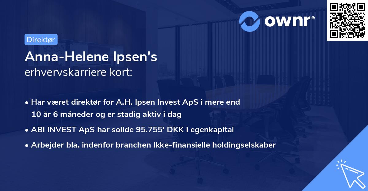 Anna-Helene Ipsen's erhvervskarriere kort