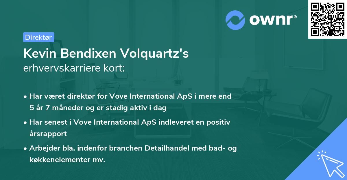 Kevin Bendixen Volquartz's erhvervskarriere kort