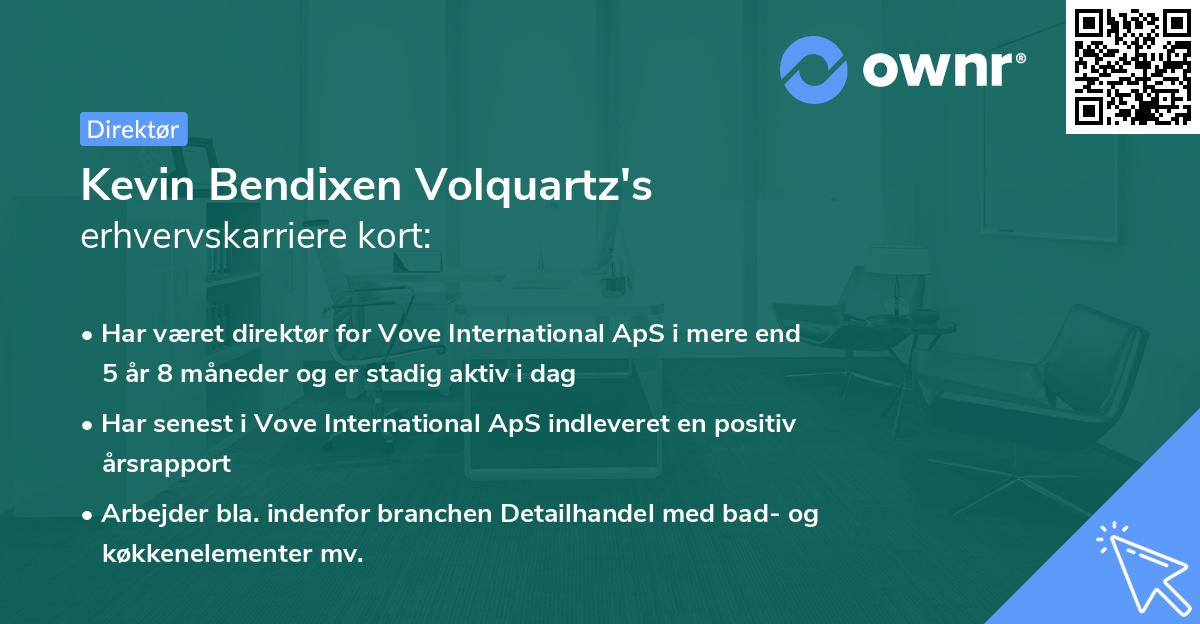 Kevin Bendixen Volquartz's erhvervskarriere kort