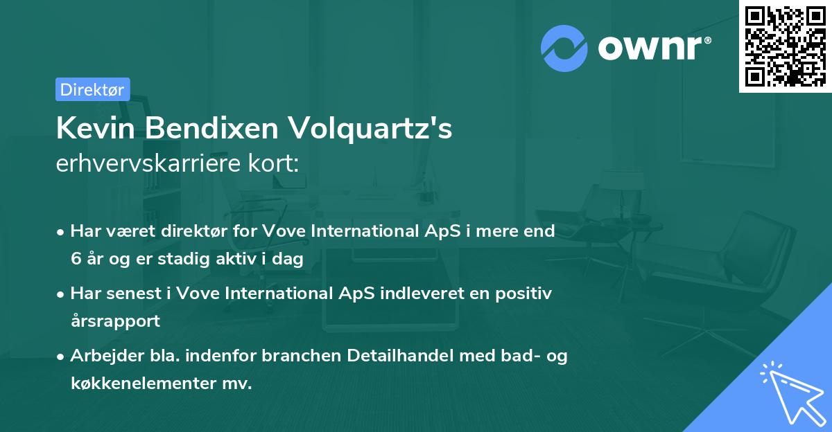 Kevin Bendixen Volquartz's erhvervskarriere kort