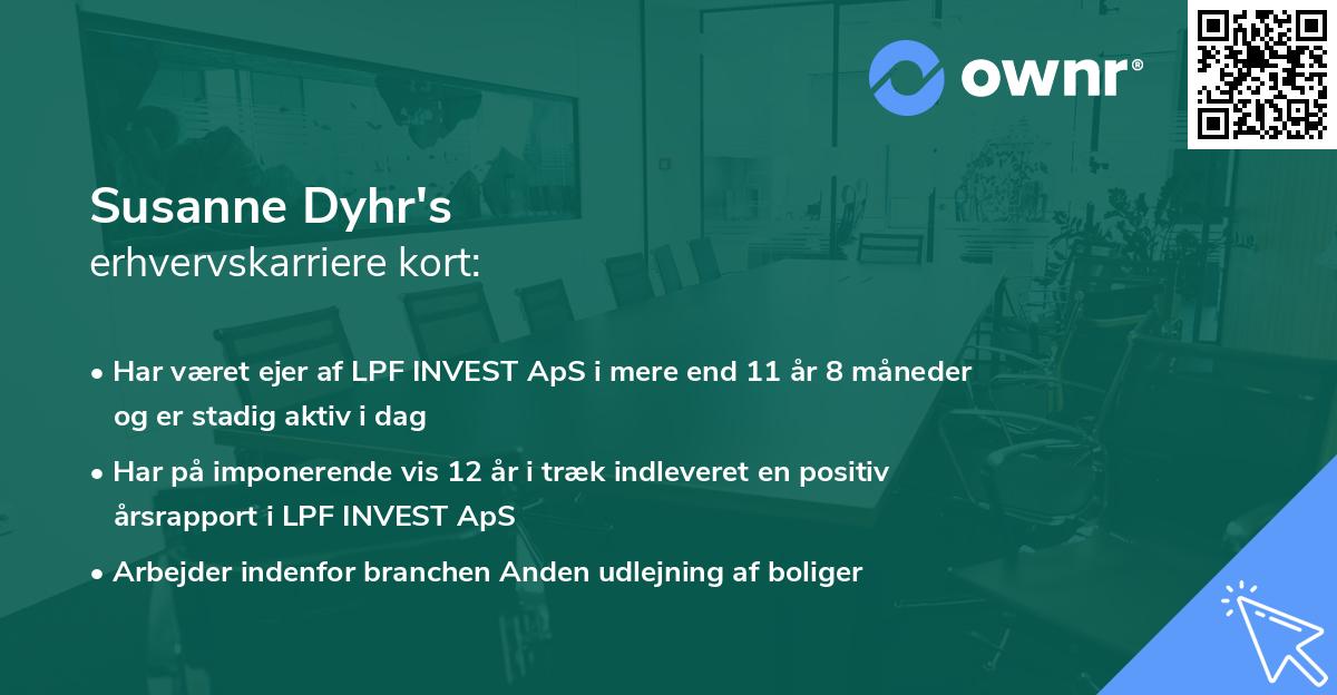Susanne Dyhr's erhvervskarriere kort