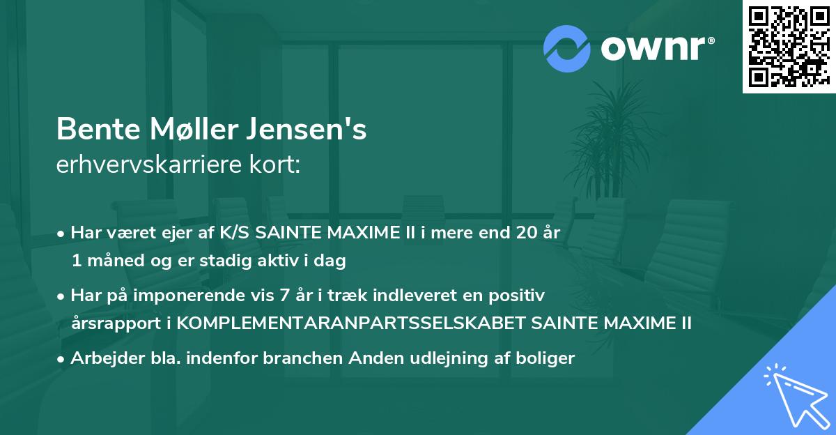 Bente Møller Jensen's erhvervskarriere kort