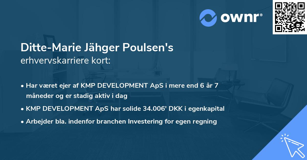 Ditte-Marie Jähger Poulsen's erhvervskarriere kort