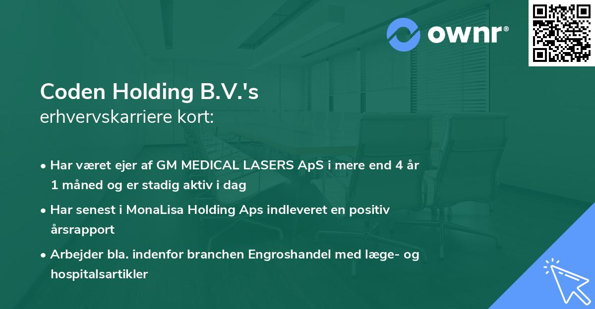 Coden Holding B.V.'s erhvervskarriere kort