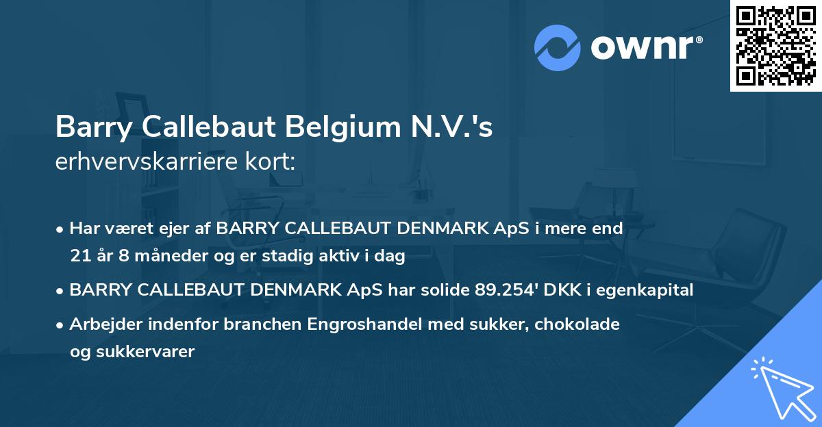 Barry Callebaut Belgium N.V.'s erhvervskarriere kort