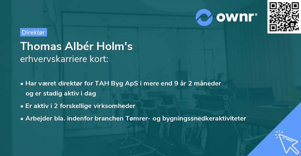 Thomas Albér Holm's erhvervskarriere kort