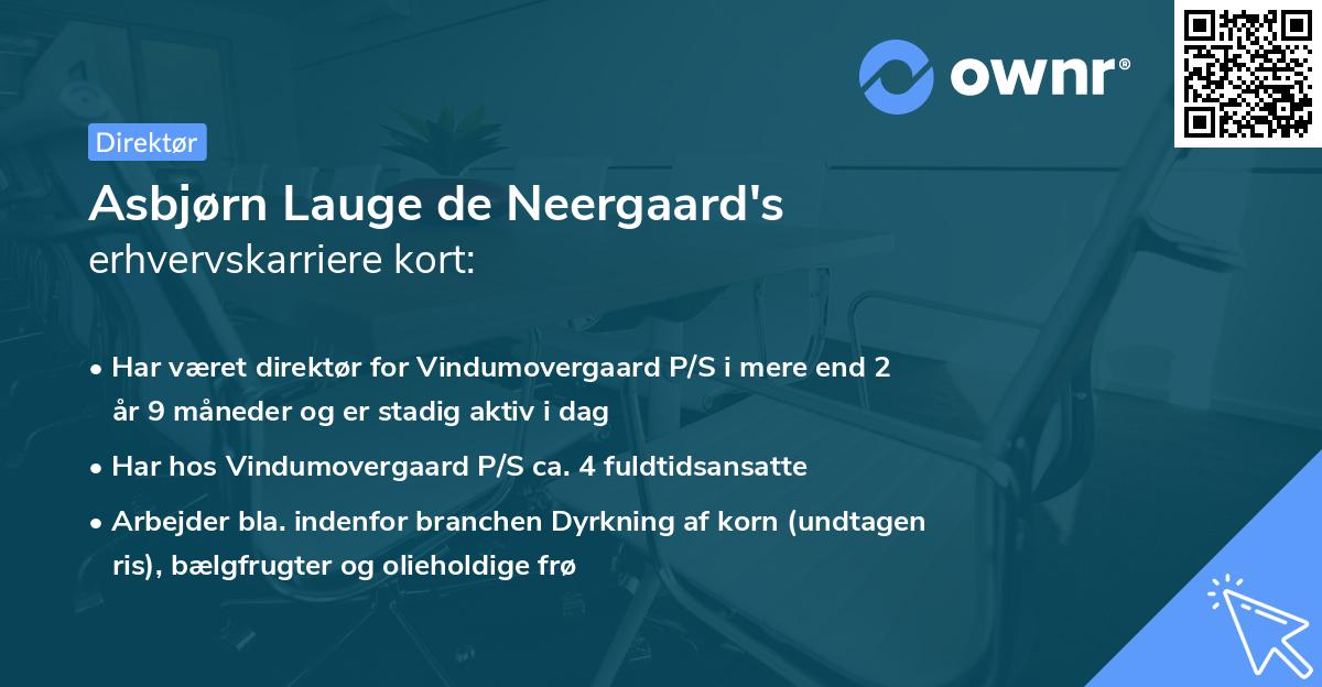 Asbjørn Lauge de Neergaard's erhvervskarriere kort