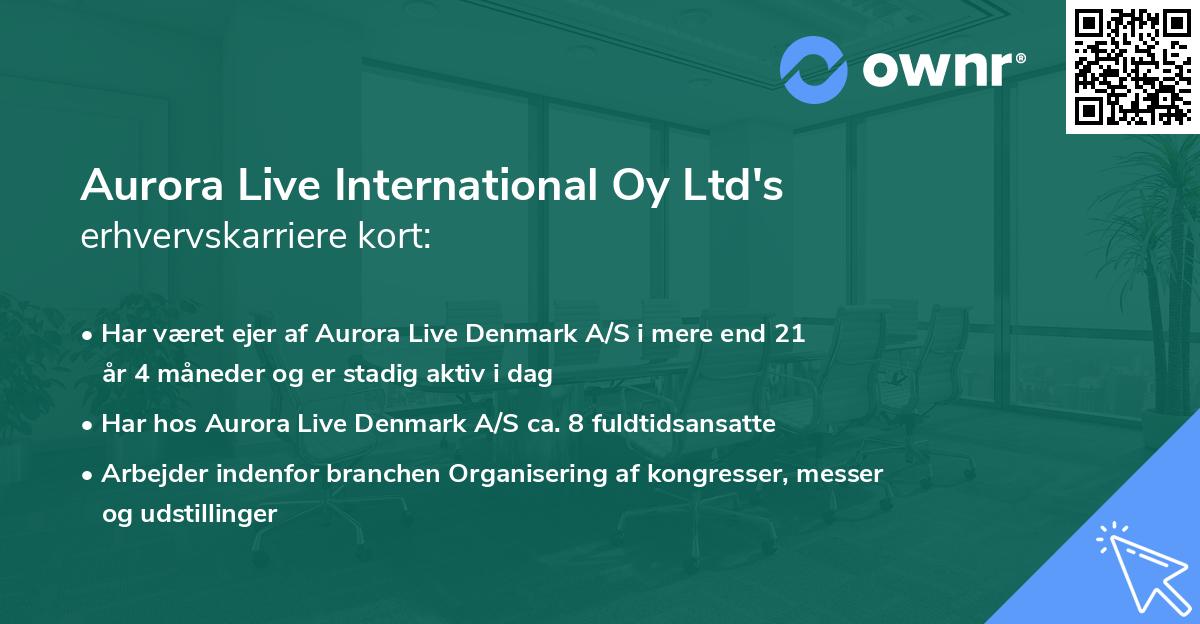 Aurora Live International Oy Ltd's erhvervskarriere kort