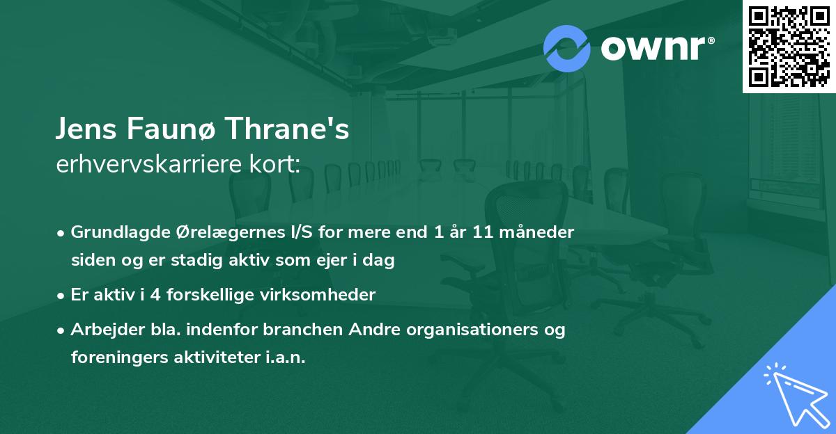 Jens Faunø Thrane's erhvervskarriere kort