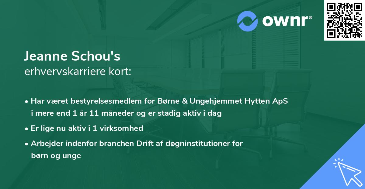 Jeanne Schou's erhvervskarriere kort