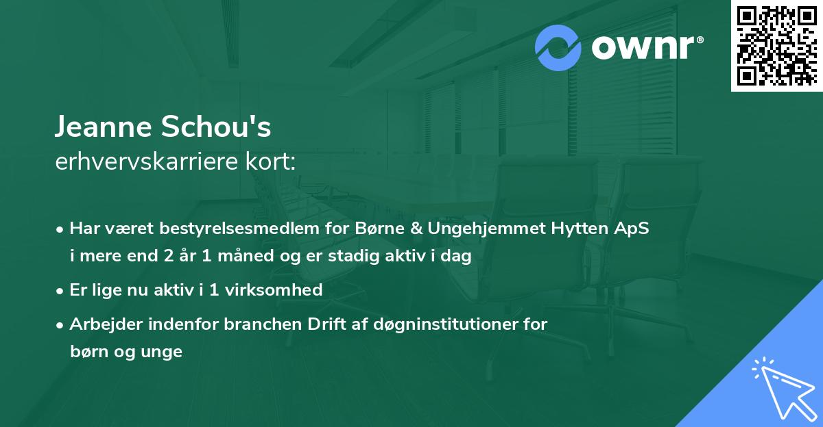Jeanne Schou's erhvervskarriere kort
