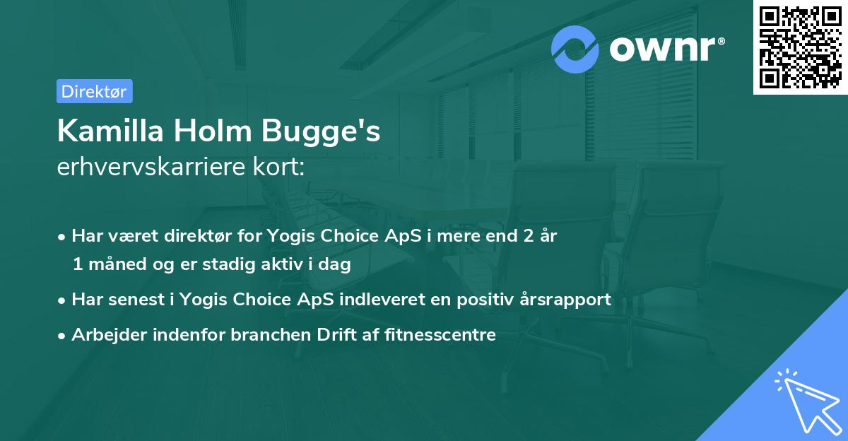 Kamilla Holm Bugge's erhvervskarriere kort