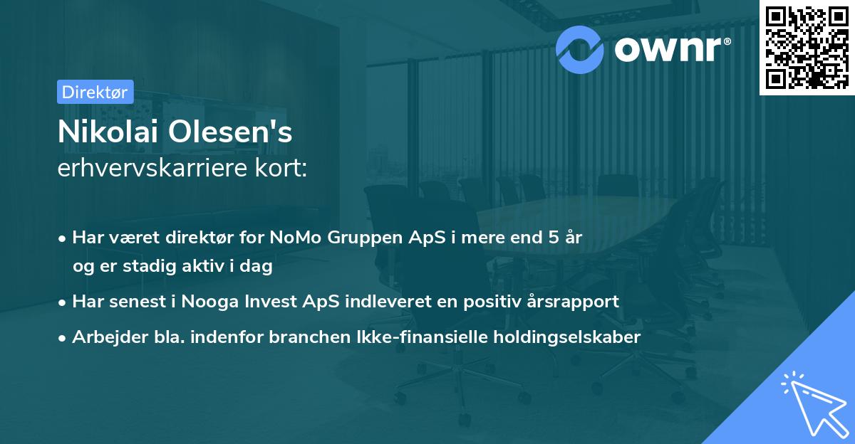 Nikolai Olesen's erhvervskarriere kort