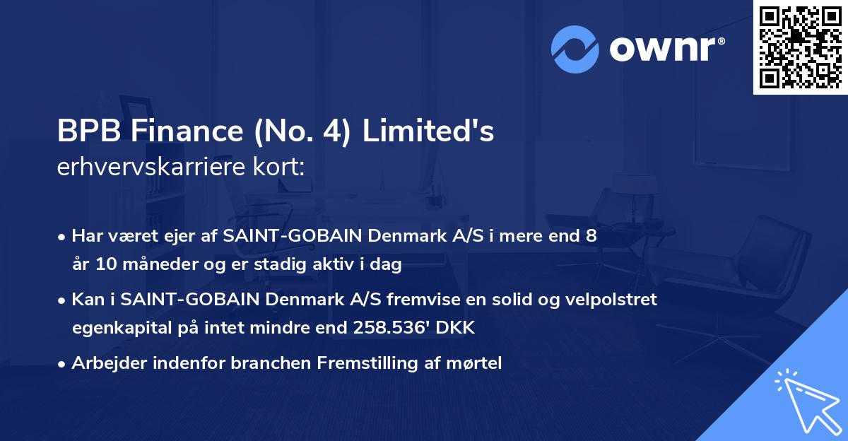 BPB Finance (No. 4) Limited's erhvervskarriere kort