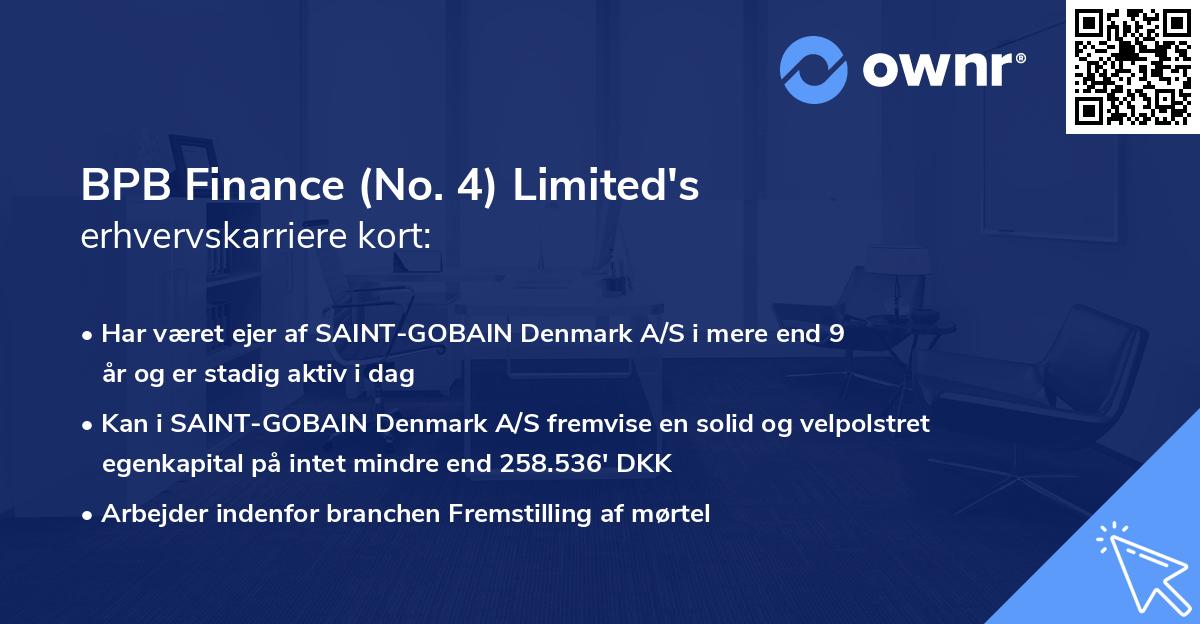 BPB Finance (No. 4) Limited's erhvervskarriere kort