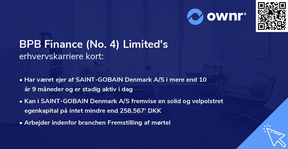 BPB Finance (No. 4) Limited's erhvervskarriere kort