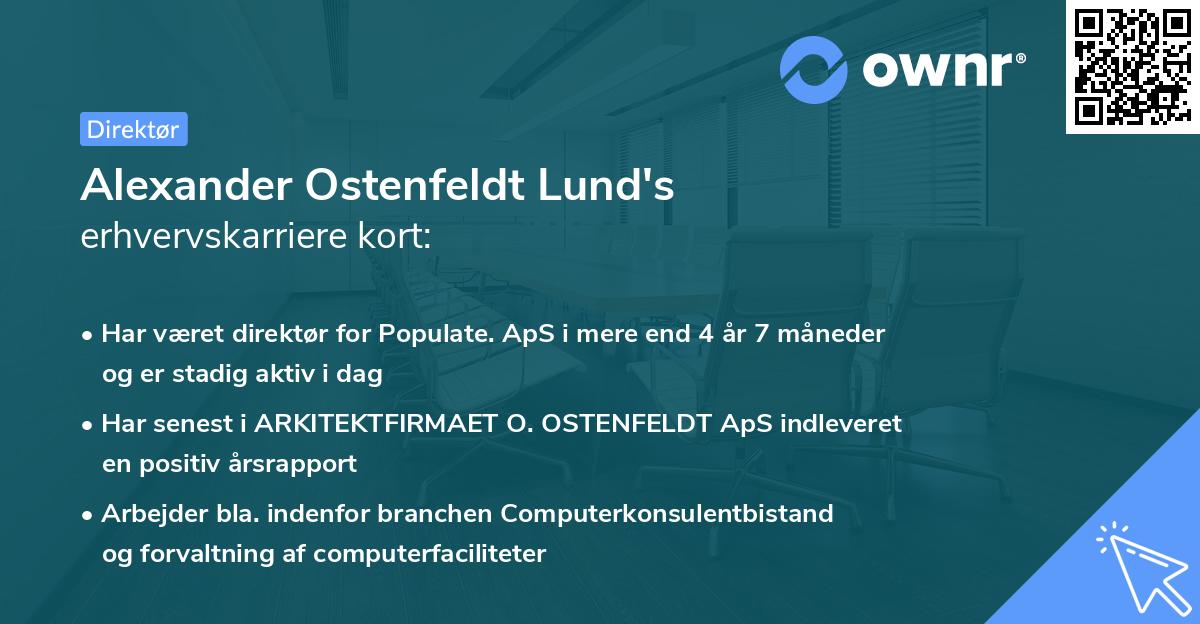 Alexander Ostenfeldt Lund's erhvervskarriere kort