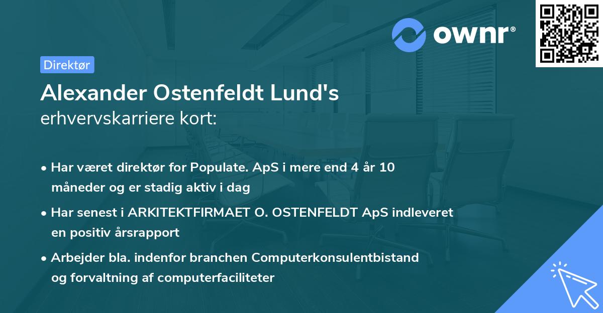 Alexander Ostenfeldt Lund's erhvervskarriere kort