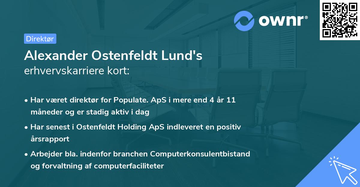 Alexander Ostenfeldt Lund's erhvervskarriere kort